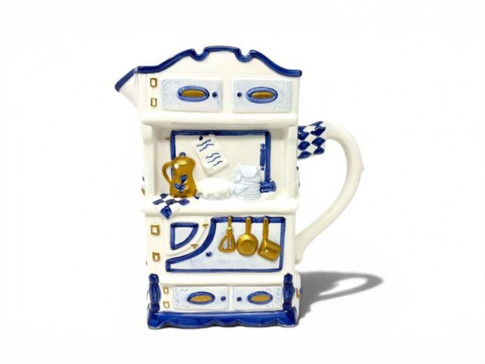 World Bazaar Inc. Blue and White Ceramic Kitchen Hutch Figural Pitcher